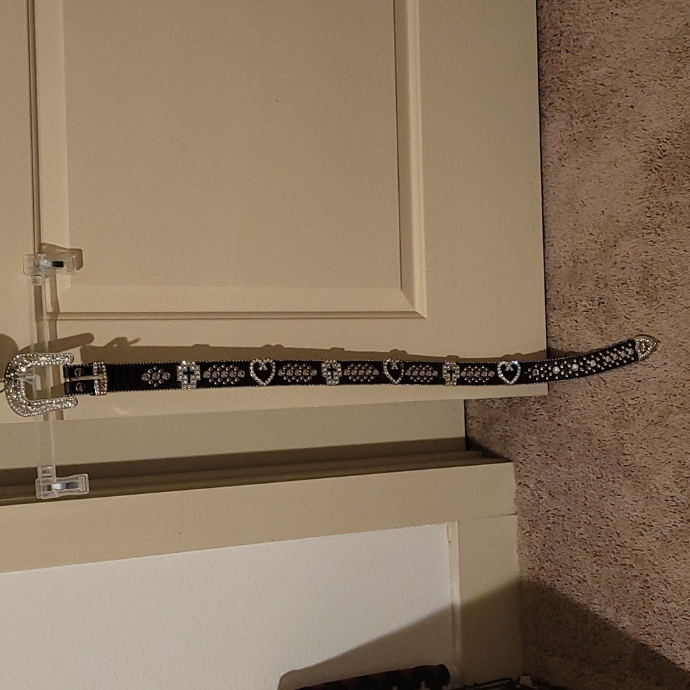 Heart and cross bling western belt